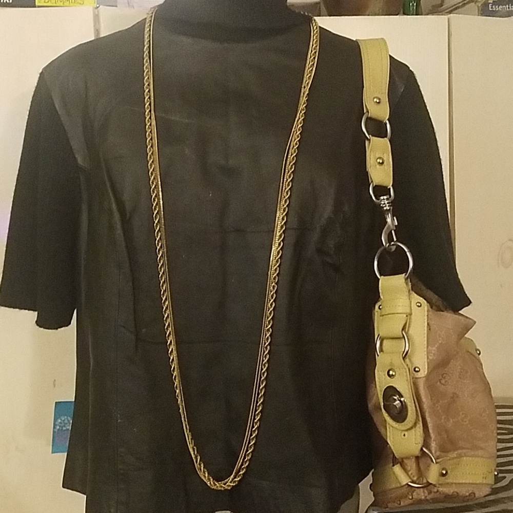 Vintage 54” Three Strand goldtone chain